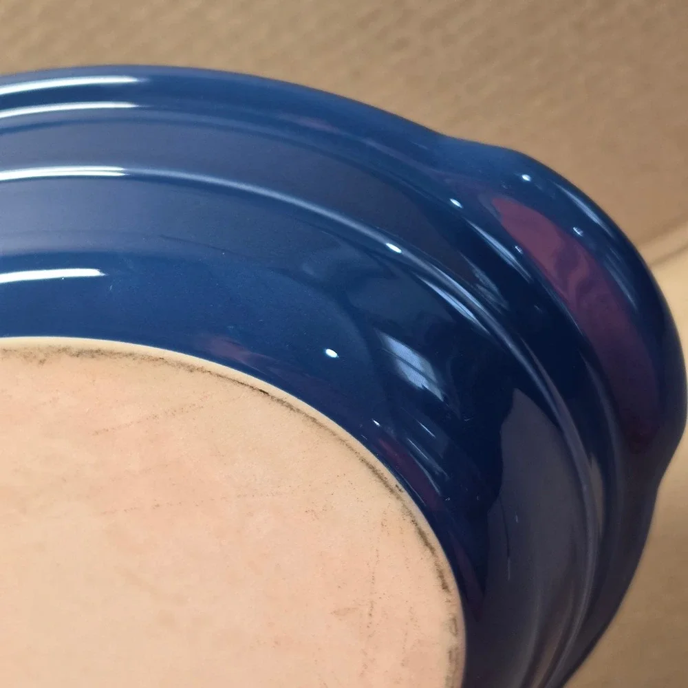 Emile Henry Oval Baker Unisex 11in Blue Excellent Ceramic Stoneware France